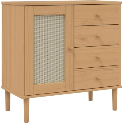 Image of vidaXL Sideboard SENJA Rattan Look Brown 80x40x80 cm Solid Wood Pine