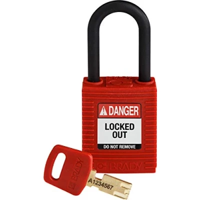 Image of Brady SafeKey Nylon Padlock, Shackle, 38mm x 84mm 19mm, Red