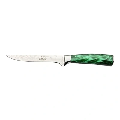 Image of Rockingham Forge Sunrise Collection, 6&quot; Boning Knife, Stainless Steel with Resin Handle, Emerald Green