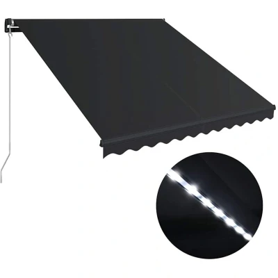 Image of vidaXL Manual Retractable Awning with LED 350x250 cm Anthracite