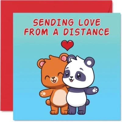Image of Long Distance Birthday Cards for Men Women Bear Panda Love Happy Card Mum Dad Brother Sister Auntie Uncle Friend 145mm x Bday Greeting