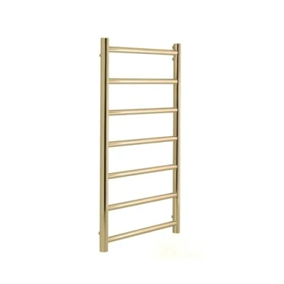 Image of Manissa Selby Brushed Brass Heated Towel Rail 500mm W x 800mm H Central Heating Bathroom Radiator