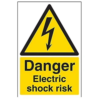 Image of V Safety Danger, Electric Shock Risk Warning Sign 200mm x 300mm Self Adhesive Vinyl