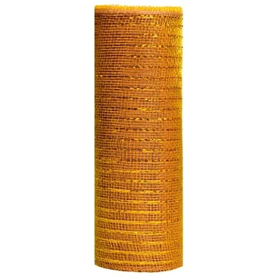 Image of Jomnvo 10 Inch x Yards Gold Christmas Poly Mesh Ribbon Deco Metallic Foil Party Decoration Wreath Making (Gold)