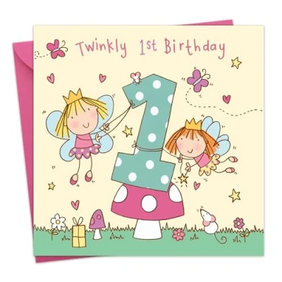 Image of Twizler 1st Birthday Card Girl Fairy Princess Age 1 Girls Happy Year Old Childrens Cards