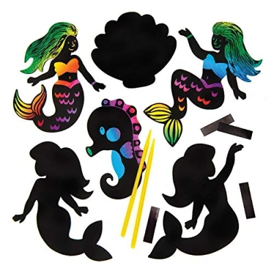 Image of Baker Ross AW606 Mermaid Scratch Art Magnets (Pack of 10)