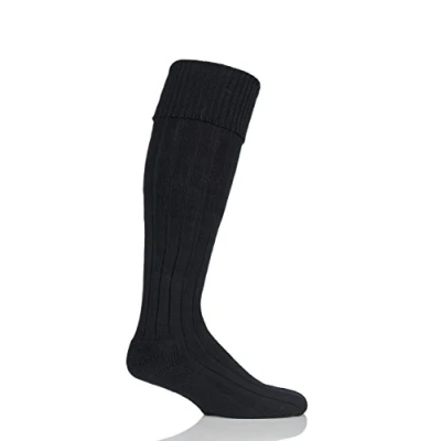 Image of 1 Pair Black Birkdale Cotton Cushioned Knee High Golf Socks Men&#039;s 12 14 Mens Glenmuir