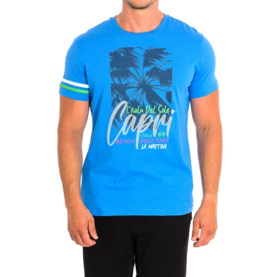 Image of La Martina Mens Short Sleeve T Shirt TMR307 JS206 Blue Cotton Size Large
