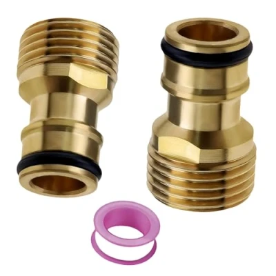 Image of 1/2 Inch External Thread Faucet Connector, Brass Garden Hose Connectors, Quick Connector for and Nozzle Adapter(2PCS)