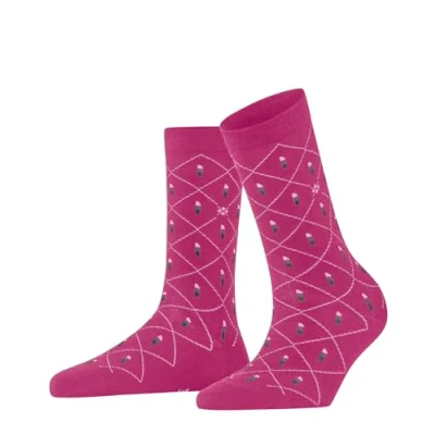 Image of Burlington Women&#039;s Lipstick W SO Cotton Patterned 1 Pair Socks, Pink (Hot 8768), 3.5 7