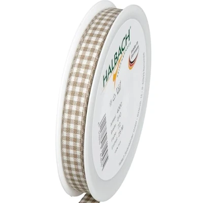 Image of Halbach Seidenbänder Vichy Gift Ribbon 10mm Width Linen Check for Wrapping Gifts