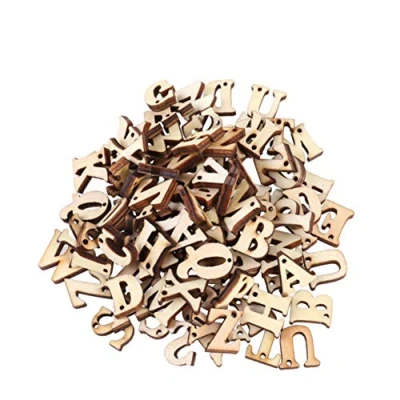Image of Rosenice Wooden Letters Alphabet Logs Slices with Holes 100 Units