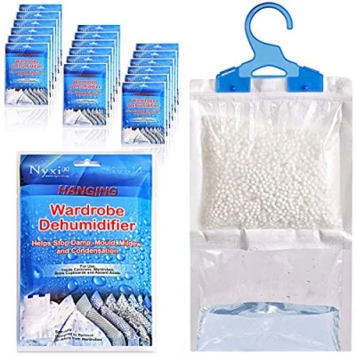 Image of Nyxi Set of 24 Hanging Interior Wardrobe Dehumidifier 230g Each Bag Ideal to stop damp, mould mildew &amp; condensation For Wardrobe, Home, Kitchen, Garage, Bedroom, Caravan, Office, Basement etc