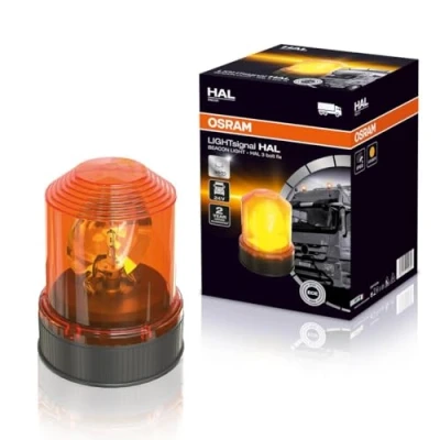 Image of OSRAM LIGHTsignal HALOGEN BEACON light, rotating beacon, 360, aber flashing street legal warning light for trucks and commercial vehicles with 3 bolt fixation
