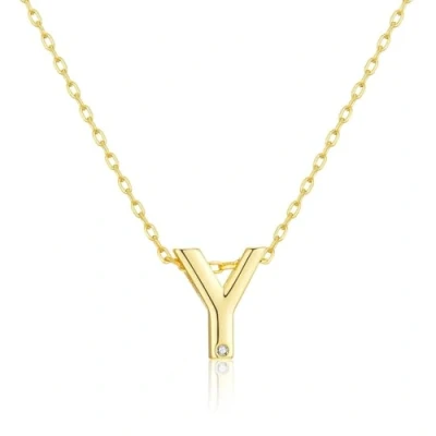 Image of Philip Jones Gold Plated Initial Necklaces A to Z Created with Zircondia® Crystals (Y)