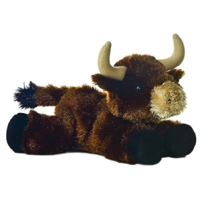 Image of Aurora Mini Flopsie 8&quot; Brown Toro Bull