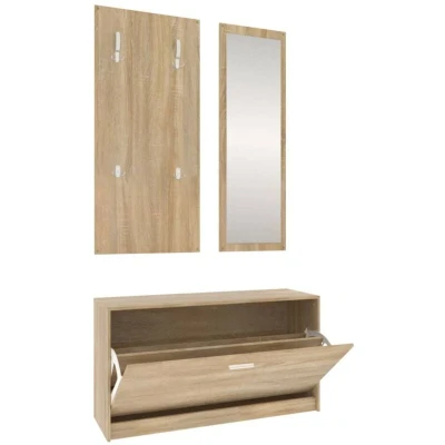 Image of vidaXL 3 in 1 Shoe Cabinet Set Sonoma Oak Engineered Wood