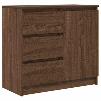 Image of vidaXL Sideboard/Cabinet with Drawer &amp; Shelves Brown Oak, Engineered Wood, 71x35x65 cm Living Room/Dining Room/Office Storage Furniture