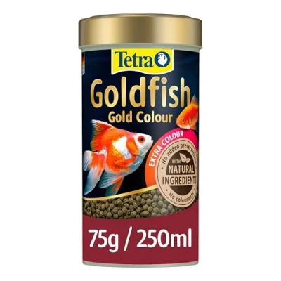 Image of Tetra Goldfish Gold Colour Fish Food, Premium Food with Enhancers for All Goldfish, 75 g