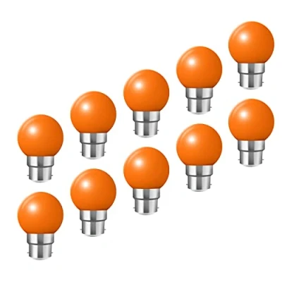 Image of B22 Bayonet Light Bulbs Pack of 10 2W LED Coloured Bulb Mini Globe Golfball for Outdoor Patio Garden Party Christmas(Orange)