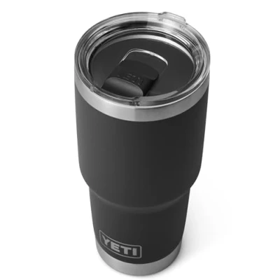 Image of YETI Rambler Tumbler, Vaccum Insulated Stainless Steel Tumbler with Magslider Lid, Black, 30 oz (887 ml)