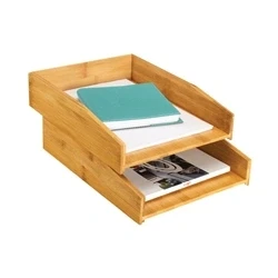 Image of Set of 2 Bamboo letter Trays