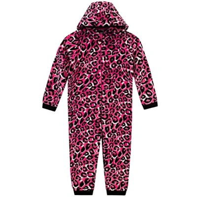 Image of Harry Bear Leopard Print Onesie Hooded Girls Fluffy Onesies For Pink 5 6 Years