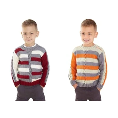 Image of King Cole Kids Double Knit Knitting Pattern Boys Cable Detail Sweaters (6261)