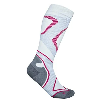 Image of Bauerfeind High Cut Run Performance Compression Socks Size L (38 40) for Men, White, Enhanced Support &amp; Comfort