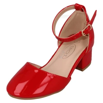 Image of Spot On Girls Ankle Strap Party Shoes H3087 Red Synthetic UK Size 12 EU 30 US 13