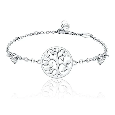Image of BlingGem Women 18ct White Gold Plated 925 Sterling Silver Tree of Life Symbol Family Love Bracelet Adjustable