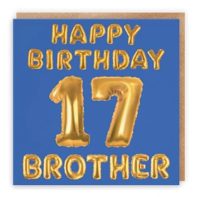 Image of Hunts England Brother 17th Birthday Card Happy 17 Balloon Collection