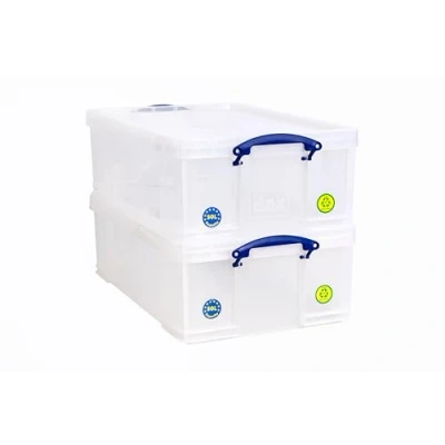 Image of Really Useful Box Plastic Storage 50 Litre Clear (Pack Of 2)