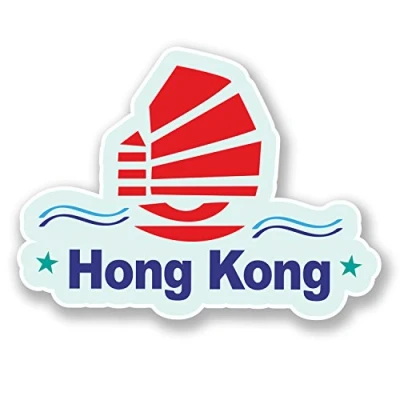 Image of 2 x 10cm Hong Kong Vinyl Sticker Decal Luggage Travel Label Tag Flag Map #6709 (10cm Wide 7.5cm Tall)