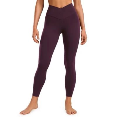 Image of CRZ Yoga Womens Butterluxe Cross Waist 25&#039;&#039; Workout Leggings V High Waisted Pants Soft Gym Leggins Deep Purple 6