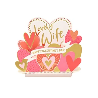 Image of uk greetings Wife Valentines Day Card With Envelope Pop Up Design