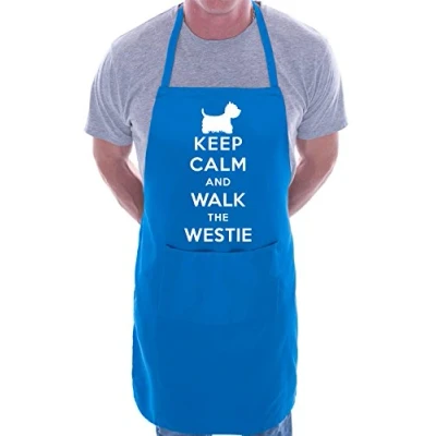 Image of Print4U Keep Calm Walk The Westie Dog Lover BBQ Cooking Novelty Apron Blue