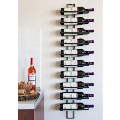 Image of DanDiBo Wine Rack Wall Mounted Metall Black TEN 116 cm for 10 Bottles Shelf Bottle Stand Holder