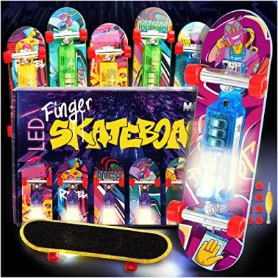 Image of Magicat LED Finger Skateboard 6 Futuristic Skateboards with Lighting, Toy for Party, Fingerboard Games Boys and Girls, Board Party Bags Teenagers