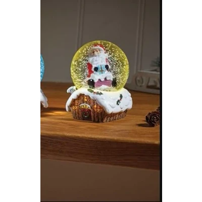 Image of Marco Paul christmas Snow Swirl Santa &amp; Snowman Festive Lantern Light Up decorations Warm White Indoor globe Ornament home decor scene house musical xmas