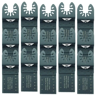 Image of 15 x 35mm TopsTools FA35F_15 Wood Fast Fit Blades Compatible with Dewalt Stanley Black and Decker Bosch Fein (Non StarLock) Makita Milwaukee Hitachi Parkside Ryobi Worx Workzone Multitool Accessories