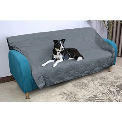 Image of Pawsee Waterproof Dog Blanket for Couch, Washable Pet Couch Cover, Non slip Bed Sofa Furniture Protector Mat 150 x 130 cm Grey