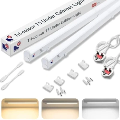 Image of Morris LED Under Cabinet Light Linkable 3 Colours in 1 3000k/4000k/6500k Kitchen UK Plug Included 288mm, 550mm, 850mm,1150mm (850mm, 2 Pack)