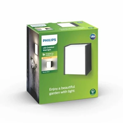 Image of Philips Macaw LED Outdoor Wall Lamp, Black