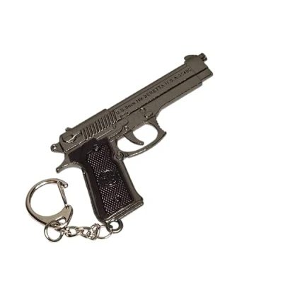 Image of Fat catz copy Novelty Grey M9 Baretta P92 PUBG Miniature Model Pistol Hand Gun Revolver Keyring 7cm