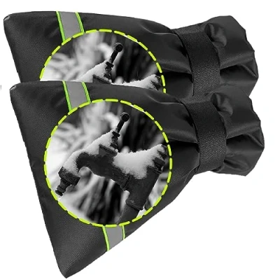 Image of Outside Tap Cover for Winter, 2Pcs 25x18cm Cosy Thickened Outdoor with Reflective Strip, Jacket Insulated Protector from Freezing Waterproof