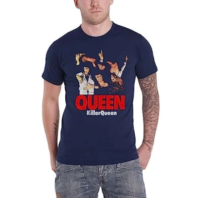 Image of Queen T Shirt Killer Band Logo Official Mens Navy Blue M