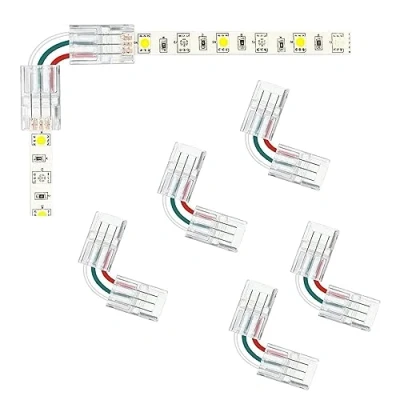 Image of Amefil 3 Pin Angle Connector for LED Strip ws2811 ws2812 12V 24V by 10mm Width, Solderless, Quick Connection, Pack of 5