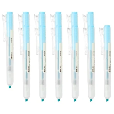Image of M&amp;G Blue Highlighter, 12 Pack Retractable Highlighters Click High Lighters No Bleeds Highliters Pens Neon Clear View Bright Marker for Books