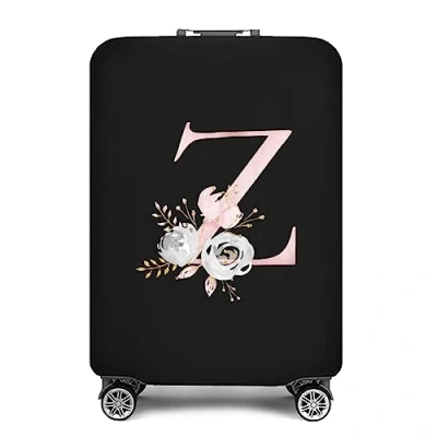 Image of initial letter Printed Design Travel Trolley Case Cover Protector Washable Suitcase Luggage Storage Covers for 18 28 inch (XL (29 32 Luggage), Pink Flower Z)